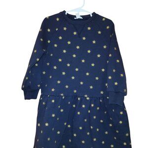 Crewcuts Navy Blue Long Sleeve Girls Dress With Yellow Star Print size 7